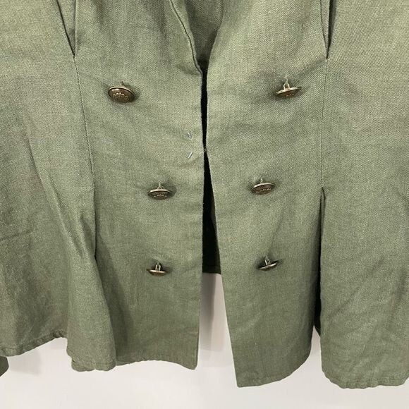 Free People Women's Cinched Waist Double Breasted Blazer Green Small Military - Picture 5 of 10
